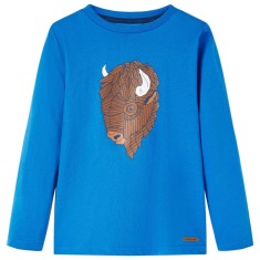 Tricou de copii cu m&acirc;neci lungi, albastru cobalt, 116