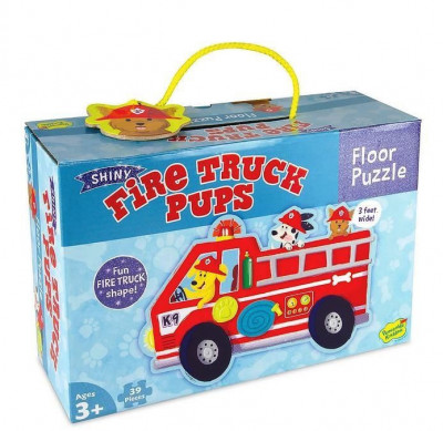 Firetruck pups puzzle - Masina de pompieri puzzle mare de podea foto