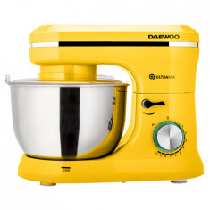 Mixer cu bol rotativ Daewoo, 1600W, 10 viteze, capacitate 4.5 litri, galben foto