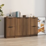 vidaXL Servantă, 3 buc., stejar maro, lemn prelucrat
