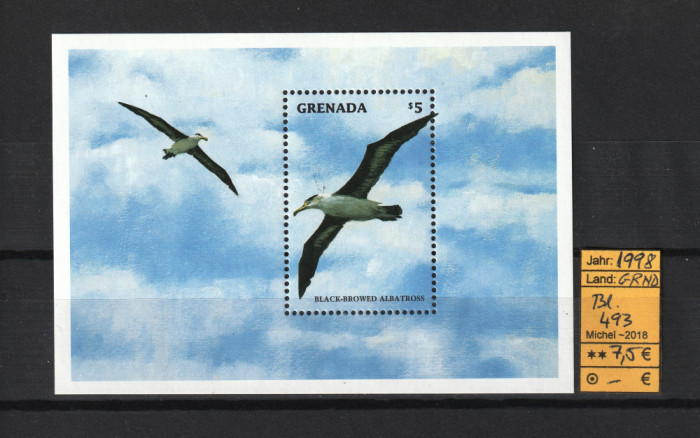Timbre Grenada, 1998 | Albatros cu Frunte Neagră - Păsări | Coliţă MNH | aph