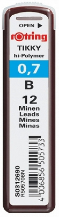 Mine Rotring B, 0.7 mm, 12 buc