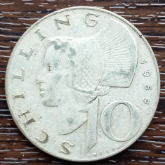 (A1058) MONEDA DIN ARGINT AUSTRIA - 10 SCHILLING 1957, 7,5 GRAME, PURITATE 640