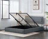 Cumpara ieftin Pat Daily 180x200 cm Lada Depozitare Tapitat Catifea Nuanta Gri Somiera Inclusa