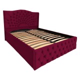 Pat Matrimonial Elsa tapitat cu somiera rabatabila diverse dimensiuni, culoare Visiniu - 140x200