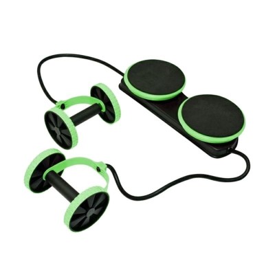 Aparat multifunctional pentru exercitii fitness cardio, modelare musculara, discuri rotative, verde/negru foto