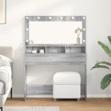 VidaXL Masă de toaletă cu lumini LED, gri sonoma, 100x41x135 cm