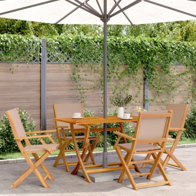 vidaXL Set mobilier de grădină 5 piese textil taupe/lemn masiv 3281702 foto