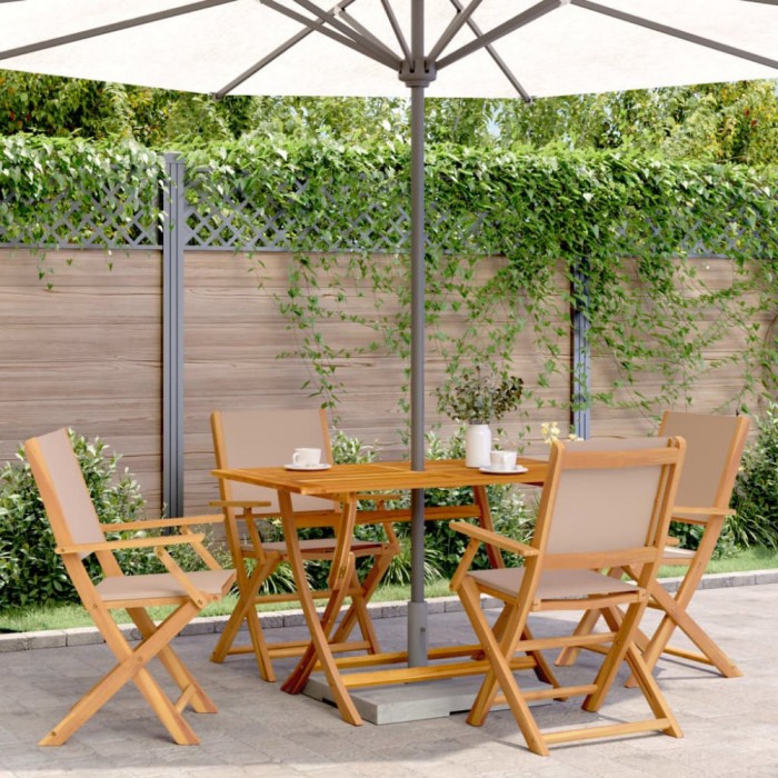 vidaXL Set mobilier de grădină 5 piese textil taupe/lemn masiv 3281702