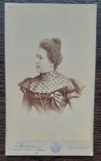 FOTOGRAFIE CDV - PORTRET FEMEIE - ATELIER I. SPIRESCU BUCURESCI, MAI RARA
