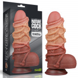 Cumpara ieftin Dildo Realistic Extra Texturat Din Silicon Platinum Dublu-Stratificat, Natural, 24 cm, Lovetoy