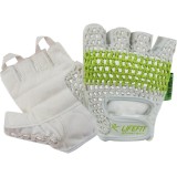 Manusi Fitness Dama Ultimate FactoryBikes M, Piele, Albe/Verzi, Respirabile, Antrenament Sala/Acasa