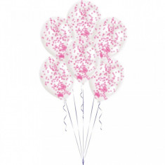 Baloane + confetti roz 28 cm set 6 buc foto