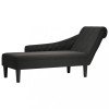 VidaXL Șezlong cu pernă și cotieră dreaptă, negru, textil 4009767
