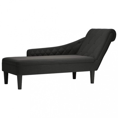 Șezlong cu pernă și cotieră dreaptă, negru, textil foto
