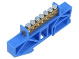 Conector regletă de conexiuni albastră pentru şină DIN - 7 terminale