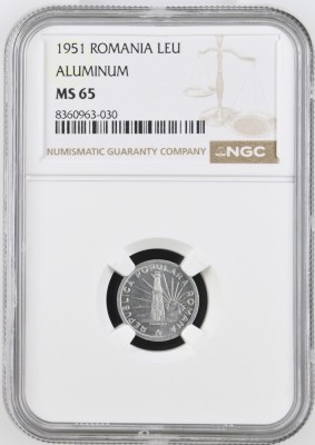 Romania, 1 Leu 1951 MS 65 NGC foto