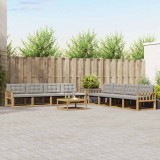 vidaXL Set de canapele de exterior 9 pcs Alb și gri deschis 3388537