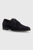 BOSS pantofi de piele intoarsa Theon barbati, culoarea albastru marin, 50523050