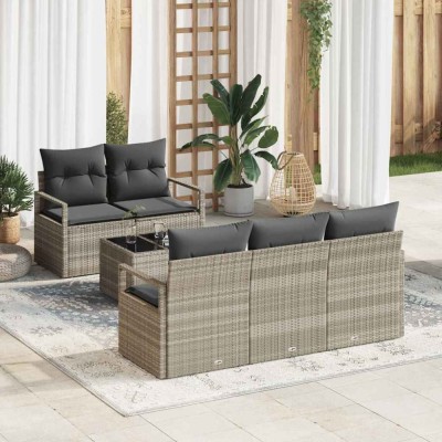 Set de canapele pentru grădină 6 pcs Gri deschis foto