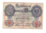 Bancnota Germania 20 mark/marci 19 februarie 1914, stare relativ buna