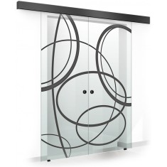Usa culisanta Boss &reg; Duo Black model Cloud negru, 60+60x215 cm, sticla Gri securizata, glisanta in ambele directii