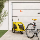 VidaXL Remorcă de bicicletă animale companie galben textil oxford/fier