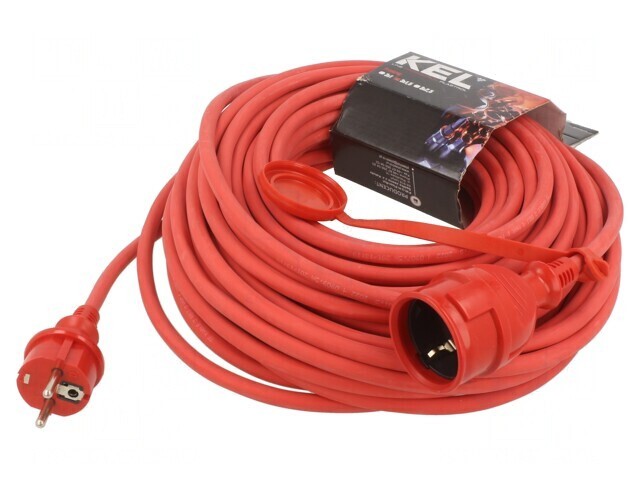 Prelungitor alimentare 25m 16A roșu 3x1,5mm2