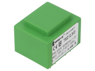 Transformator &amp;icirc;ncapsulat 2,3VA 230VAC 15V 153mA PCB IP00 foto