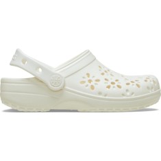 Saboti Crocs Classic Floral Cut-Out Clog Alb - Chalk