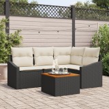 vidaXL Set Canapea Grădină 5 pcs Negru, alb 55 x 55 x 37 cm