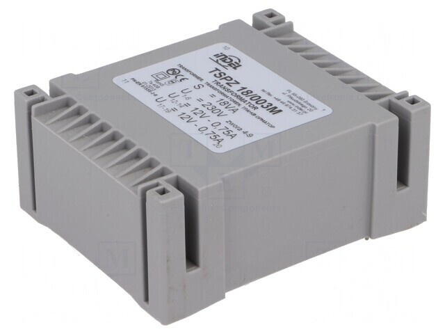 Transformator &Icirc;ncapsulat 18VA 230V AC la 12V 750mA PCB