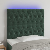 VidaXL Tăblie de pat cu LED, verde &icirc;nchis, 100x7x118/128 cm, catifea