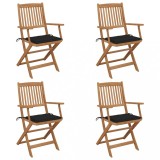Cumpara ieftin Gossi scaune gradina pliabile cu perne, 4 buc., lemn masiv de acacia