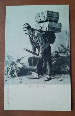 Carte Postala, hamal in Port-faix, alb negru foto