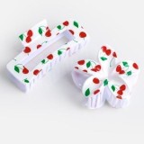 Clame de păr albe cu model cireșe, set 2 buc, 8-11 cm, CMCLASS