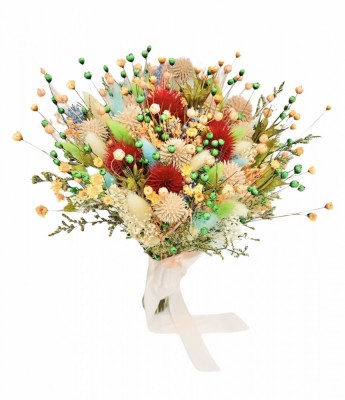 Buchet flori din plante naturale uscate Multicolor foto