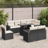 Cumpara ieftin Gossi set mobilier de gradina cu perne, 9 piese, negru, poliratan