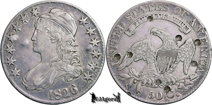 1826, 50 Cents / &frac12; Dollar - Capped Bust Half Dollar - Statele Unite ale Americii