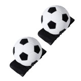 Set 2 mingi elastice cu bratara pentru incheietura, model fotbal alb negru, 66 mm, antistres, pentru aruncare si prindere, copii si adulti