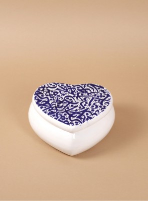 Cutie de depozitare inimioara din ceramică decorativă Scris Albastru foto