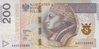 POLONIA █ bancnota █ 200 Zlotych █ 2015 █ P-189 █ UNC █ necirculata foto