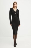 Morgan rochie RMBROOK culoarea negru, midi, mulată, RMBROOK