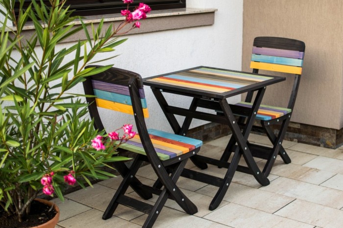 Set mobilier de gradina/terasa pliabil din lemn pentru 2 persoane | Treva