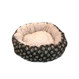 Cumpara ieftin Culcus moale cu perna, pentru caine/pisica, Model Minky, culoare crem-maro, impermeabil, baza antiderapanta, 50 cm