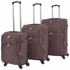 Set trolere din material textil, 3 piese, cafeniu foto