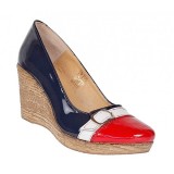 Pantofi dama piele naturala lacuita rosu-bleumarin platforma 7 cm &ndash; Stil si confort