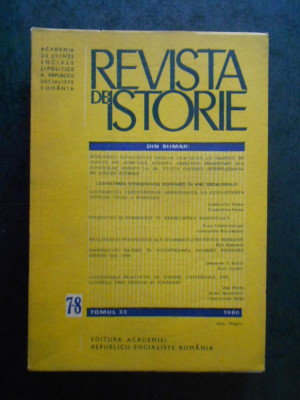 REVISTA DE ISTORIE (tom 33, Nr. 7-8, Iulie - August 1980) foto