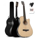 Cumpara ieftin Chitara Acustica Rocktile WSD-5C-NT Slim Line Cutaway Set, Tei, Natural + Husa, Curea, Corzi, Pene - Incepatori, Copii, Femei