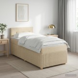 Cumpara ieftin Pat boxspring cu saltea cu benzi LED Crem 80 x 200 cm Tesatura